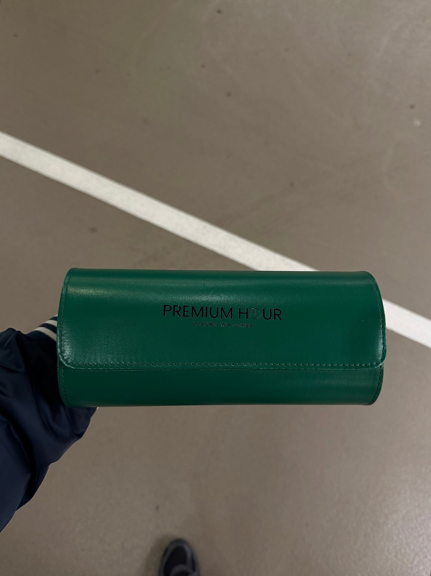 3 Slot Green leather box