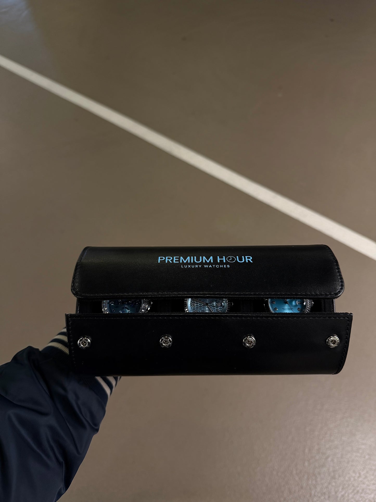 3 Slot Black Leather Box